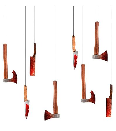 FAIXA DECORAÇÃO DE PENDURAR TERROR FACAS HALLOWEEN 08 un.