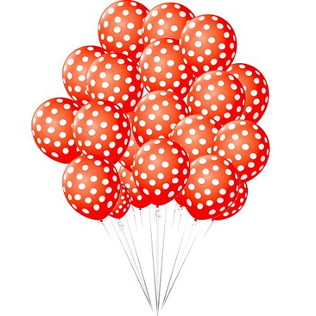 50 Bexigas Balão N9 Decoração Minni Festa Bolinhas brancas