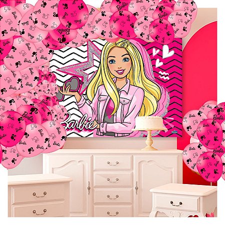 Kit festa Decoração Barbie 25 Balões + Painel TNT 1,40m GG - Rivfestas  itens para Decoração de festas