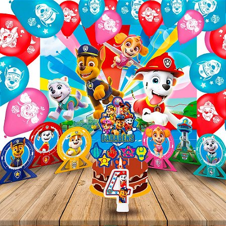 KIT Festa Patrulha Canina Topo Painel Vela n4 Balão Display