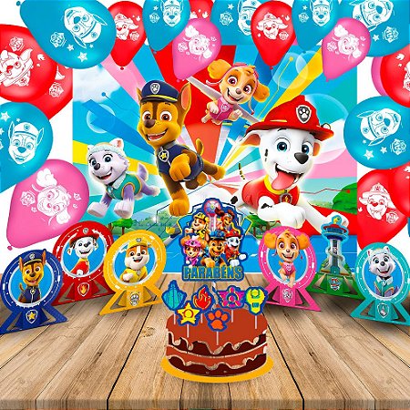KIT Festa Patrulha canina decoraçã Topo Painel Balão Display