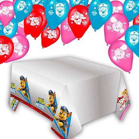 Kit Festa Patrulha Canina Decoração Anive Toalha +50 Bexigas
