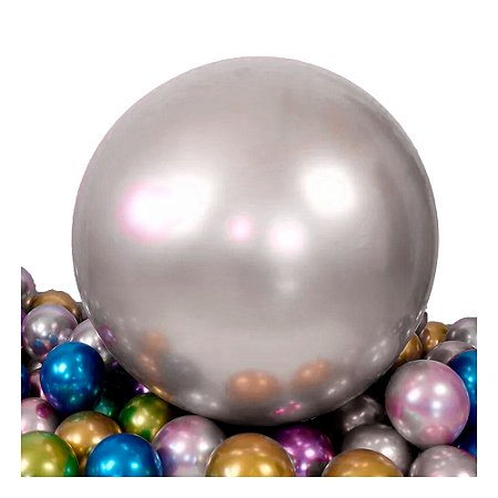 Balão Bexigão BIG 250" PRATA CROMADO Melhor festa