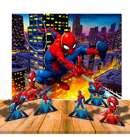 Kit Festa Homem Aranha Decoração Ani Painel Gigante +Display