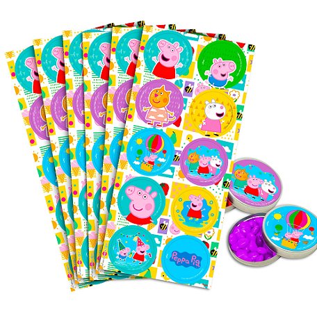 30 Adesivos redondo decoração PEPPA PIG festa Aniversário