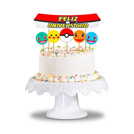 Topo De bolo POCKET MONSTERS Decoração Pokemon Festa 6pçs