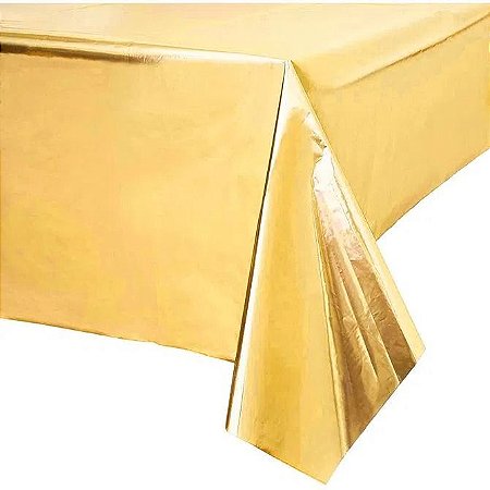 TOALHA DE MESA METALIZADA PARA FESTA - DOURADA 1,37 x 1,83m
