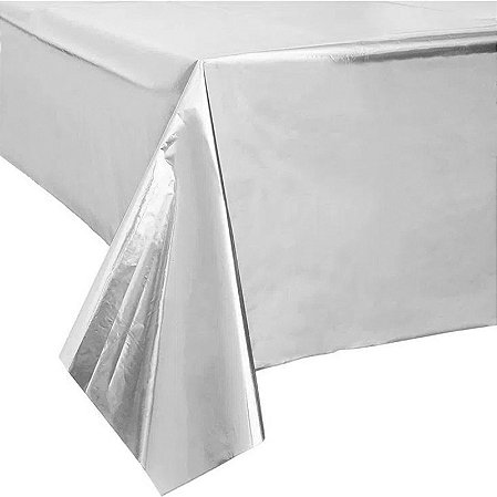 TOALHA DE MESA METALIZADA PARA FESTA - PRATA 1,37 x 1,83m