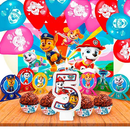 Kit festa 133 itens completos Decoração Patrulha Canina 5Ano