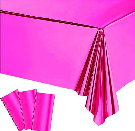 TOALHA DE MESA METALIZADA PARA FESTA ROSA 1,37x1,83m
