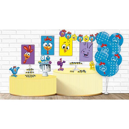 Kit Mesversario Decoração Galinha Pintadinha Festa 60 itns