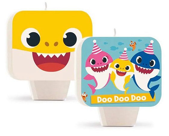 Vela Plana Dupla Face Decoração Baby Shark festa