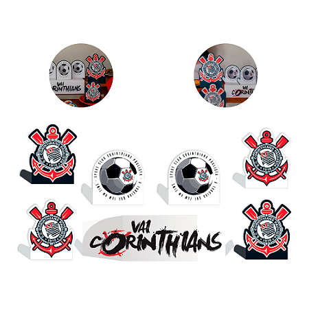 8 Display de mesa Decoração Corinthians Festa Completa