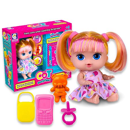 Boneca Menina Cot Surprise Caixinha Surpresa Cheirosa GRANDE