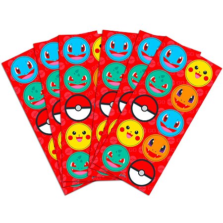 30 Adesivos Redondo POKET MONSTERS Decoração pokémon Festa