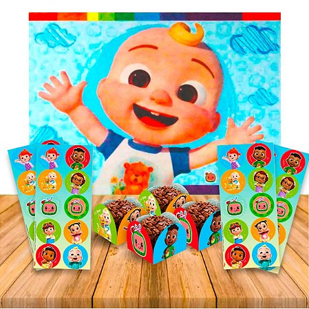 Kit festa completo 81pçs decoração Cocomelon aniversário