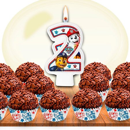 Kit festa Decoração Patrulha Canina 100 Forminhas + vela n2