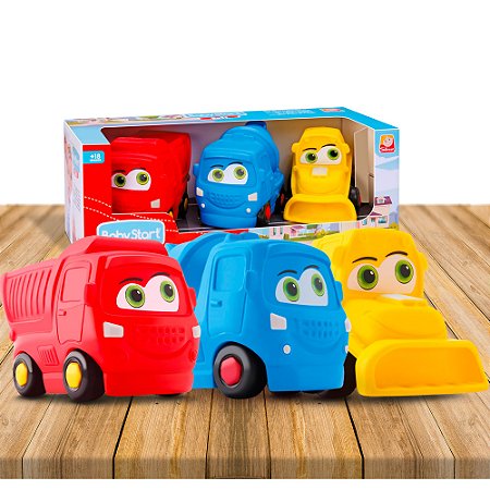 Kit Carrinho Vinil  WORK BABY START SOFT Brinquedos bebê