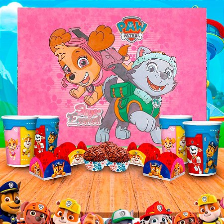 Kit festa Patrulha canina rosa decoração aniversá 159 peças