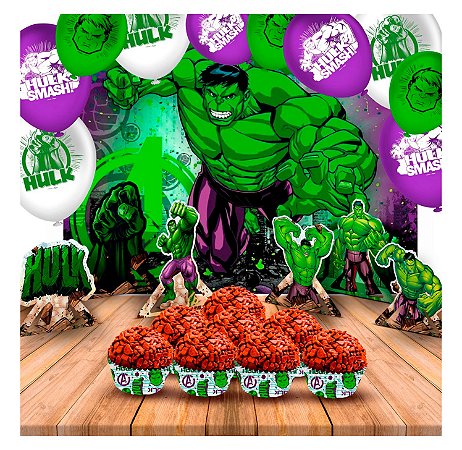 Kit festa 132 pçs Decoração Hulk aniversário mais completo