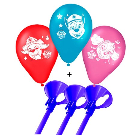 Kit festa Patrulha Canina Decora 10 Varetas Azul +25 bexigas