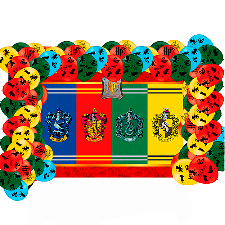 Kit Festa Harry Potter Decoração Painel GIGANTE + 25 Bexigas