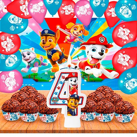 Kit Festa Patrulha Canina Vela Forminhas Painel Gigte Balão