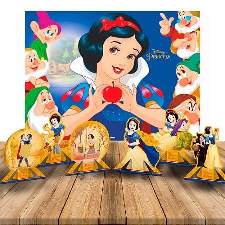 Kit Festa Branca de Neve Decoração Painel + Display de mesa