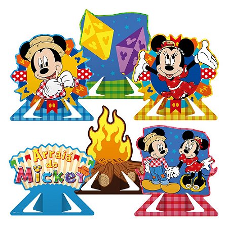 6 DISPLAY DE MESA DECORAÇÃO ARRAIA DO MICKEY FESTA