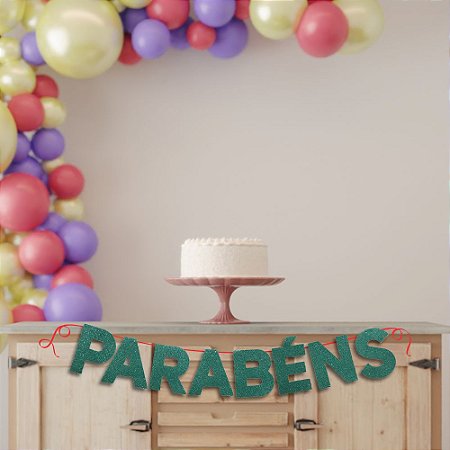 Faixa Parabens Gliter em EVA Decoração festa aniversários