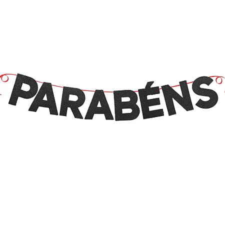 Faixa Parabens Gliter Preta em EVA Decoração festa