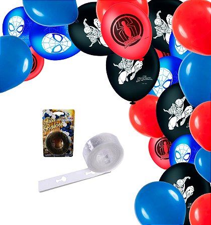 Kit Arco Desconstruído Decoração Homem Aranha festa 126pçs