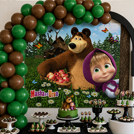 Kit festa Masha e o Urso Decoração Completa 101 itens