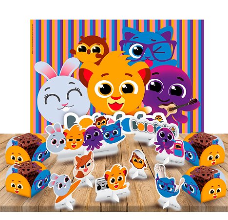 Kit festa completo 49 peças Decoração Bolofofos Festa