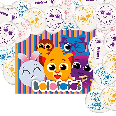 Kit festa Decoração Bolofofos painel Gigante + 25 Bexigas