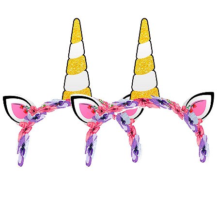 8 Tiara de Papel Unicornio Decoraçãp festa Aniversárop