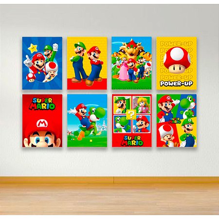 Plaquinhas decoração Super Mario festa aniversári 25x35 8 Un