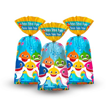 8 Sacolas surpresa Lembrancinhas Baby Shark decoração festa