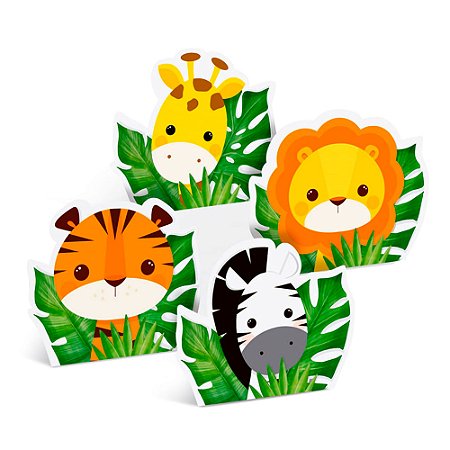 4 Display de mesa Decoração Safari completa cor mais viva