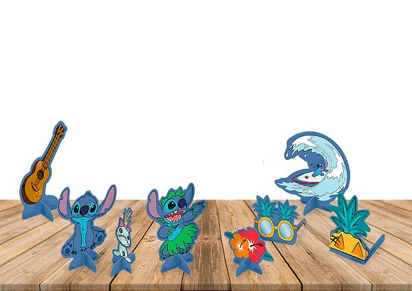 8 Display de mesa Decoração STITCH festa cor mais viva