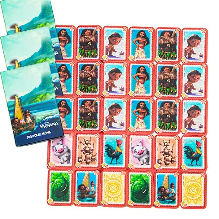 8 un Jogo da Memoria Lembrancinha festa Moana decoração