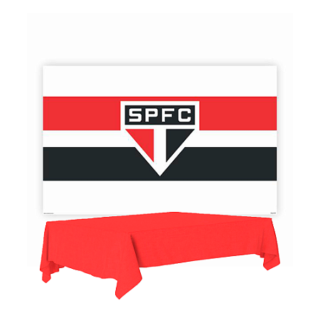 Kit Festa Sao Paulo Decoracao Painel + Toalha Vermelha Tnt