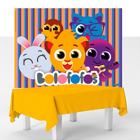 Kit festa Bolofofos Decoração Anive Toalha Amarela + Painel