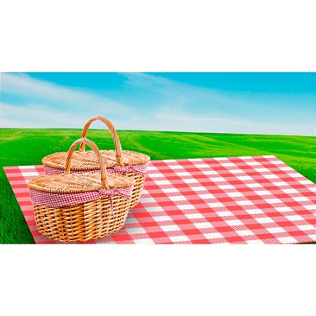 Toalha decoração xadrez vermelho para Festas e Piquenique 1X1,40