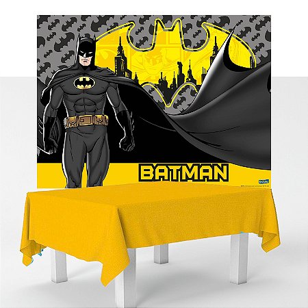 Kit festa Batman Decoração Anive Toalha Amarela +Painel TNT