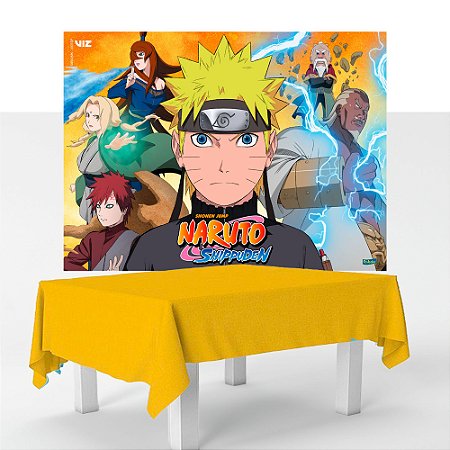 Kit festa Naruto Decoração Anive Toalha Amarela + Painel TNT
