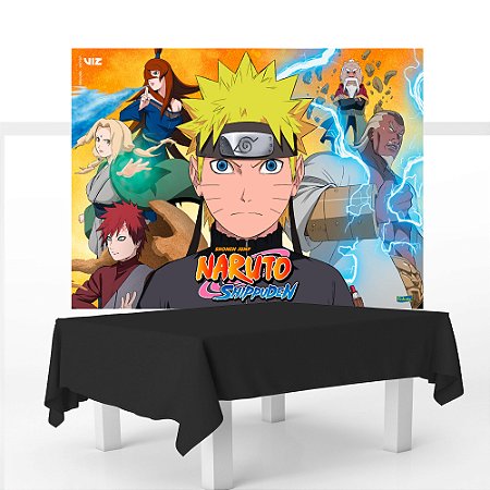 Kit festa Naruto Decoração Anivesá Toalha Preta + Painel TNT