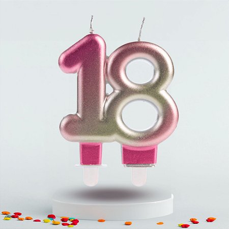 Vela decorada festa 18  Anos Rosa e Dourada decoração aniver