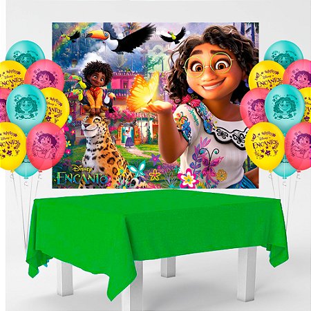 Kit festa Encanto Decoração Painel +25 Balão +Toalha de mesa