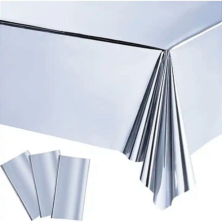 kit 5 Toalhas de mesa Metalizada Prata 1,37X1,83m Decoração